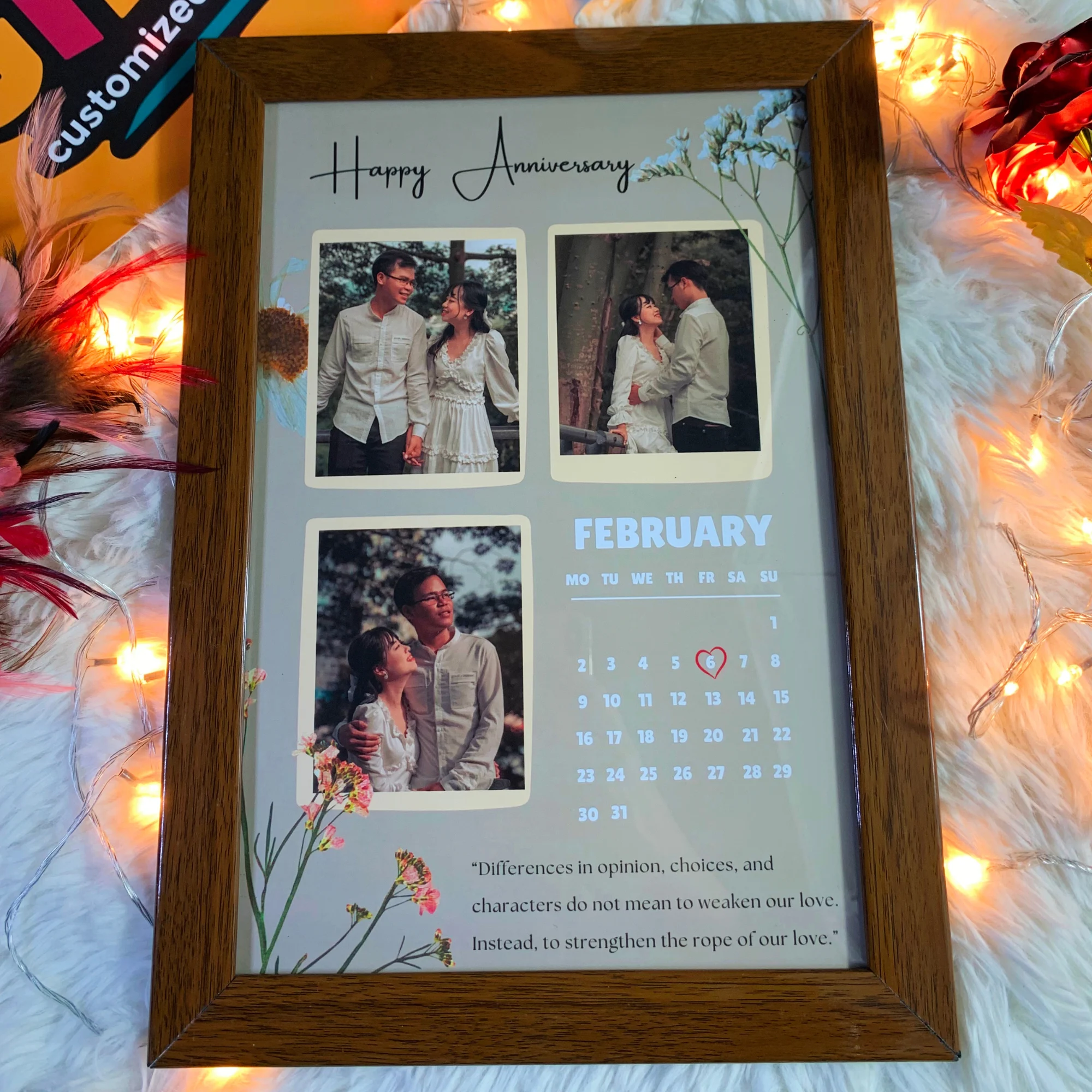 Customized photo Frame - Personalized Frame - Birthday Frame - Anniversary frame - Gifts (12) Beautiful Customized Frame for Anniversary- Anniversary gift - Customized gift - Image 1