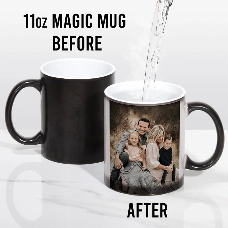 Black Magic Mug_ Heat activated color changing… Customized Magic Mug 11oz - Image 1